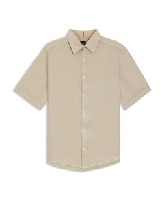 Heren overhemd korte mouw beige