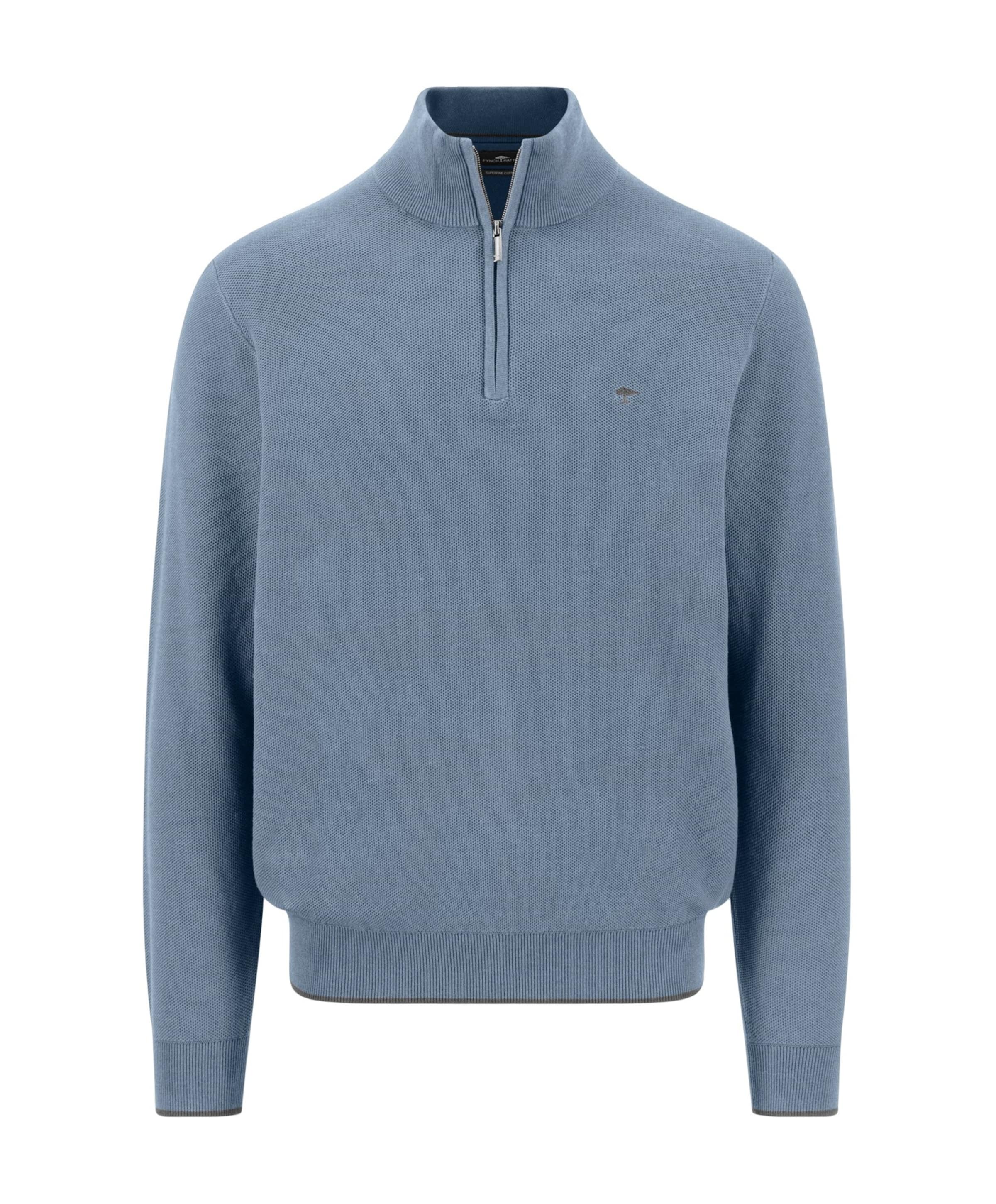 Heren trui met rits blauw