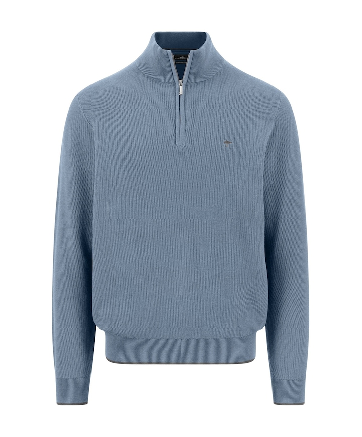 Heren trui met rits blauw