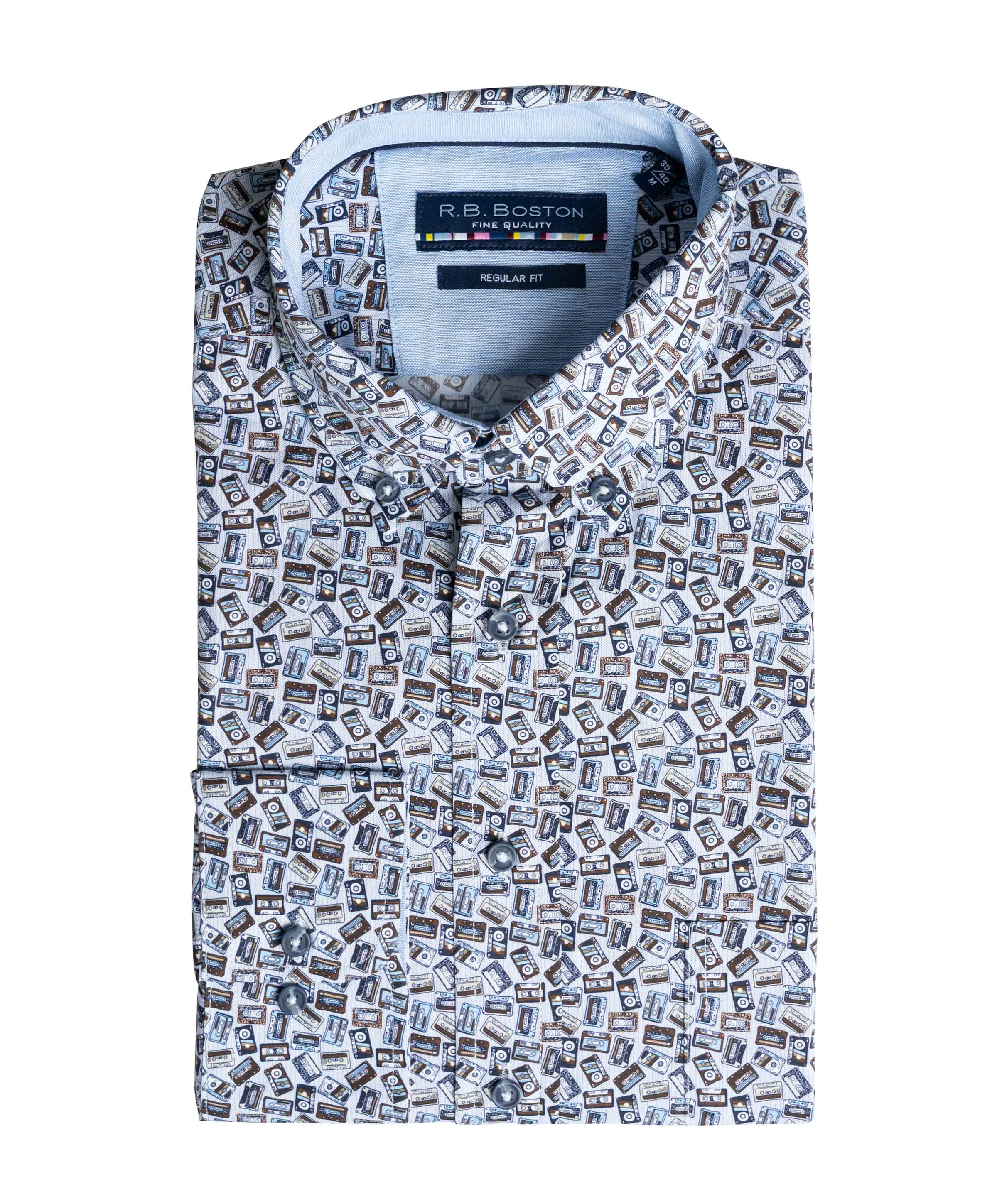 Heren overhemd lange mouw blauw