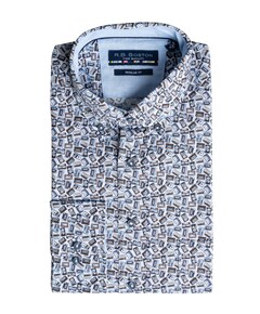 Heren overhemd lange mouw blauw