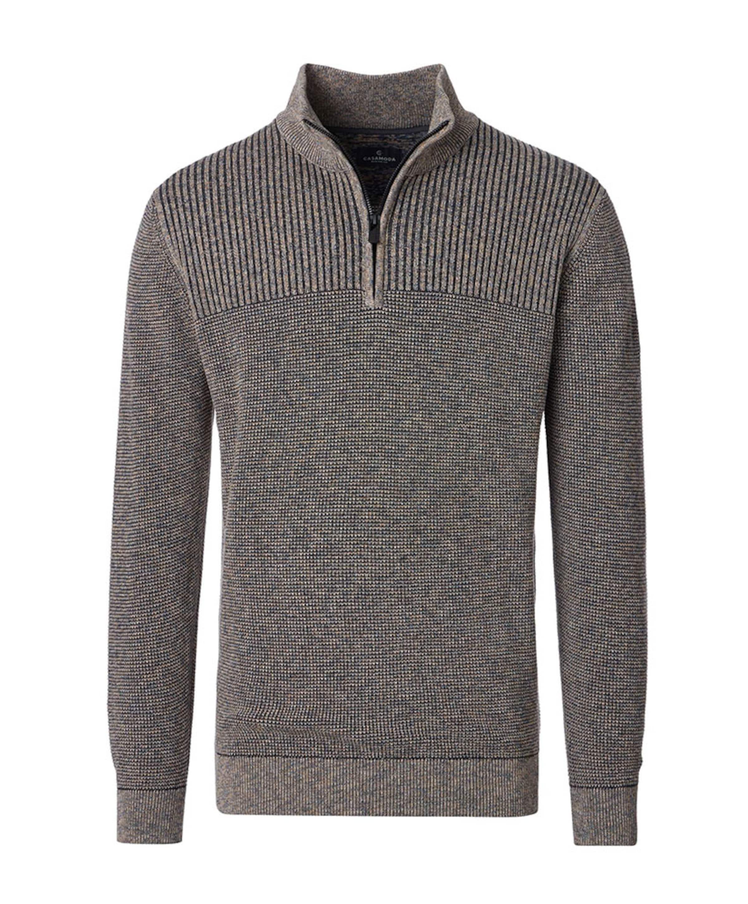 Heren trui met rits bruin