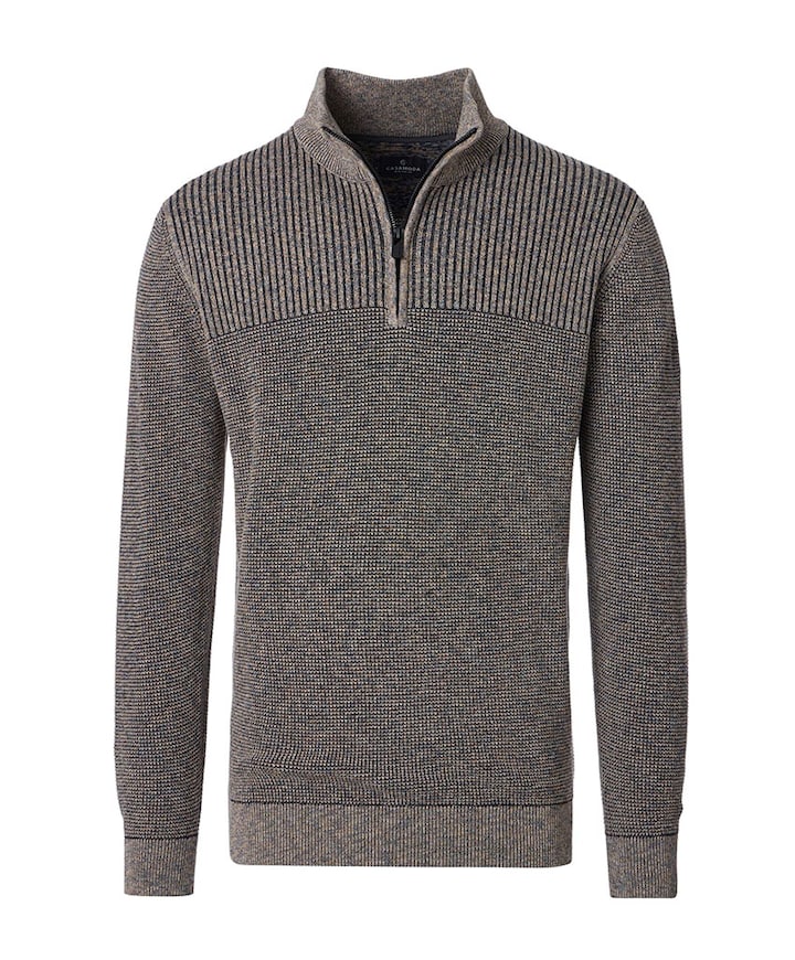 Heren trui met rits bruin