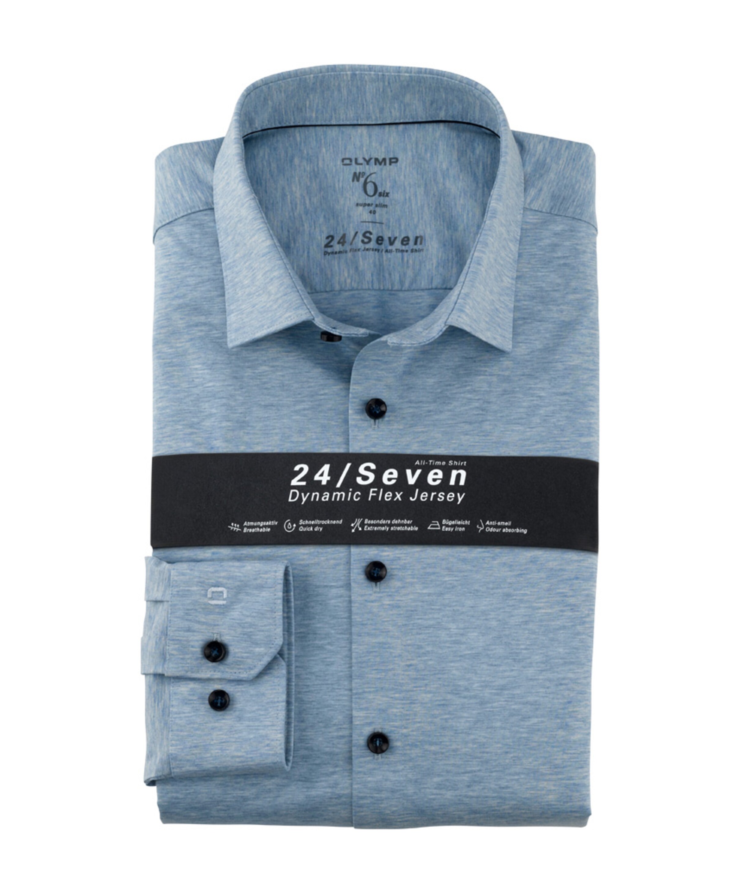 Heren overhemd lange mouw blauw