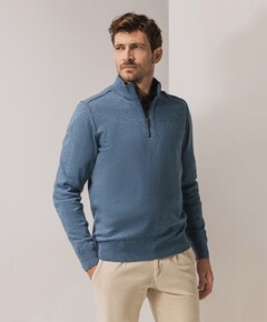 Heren trui met rits blauw