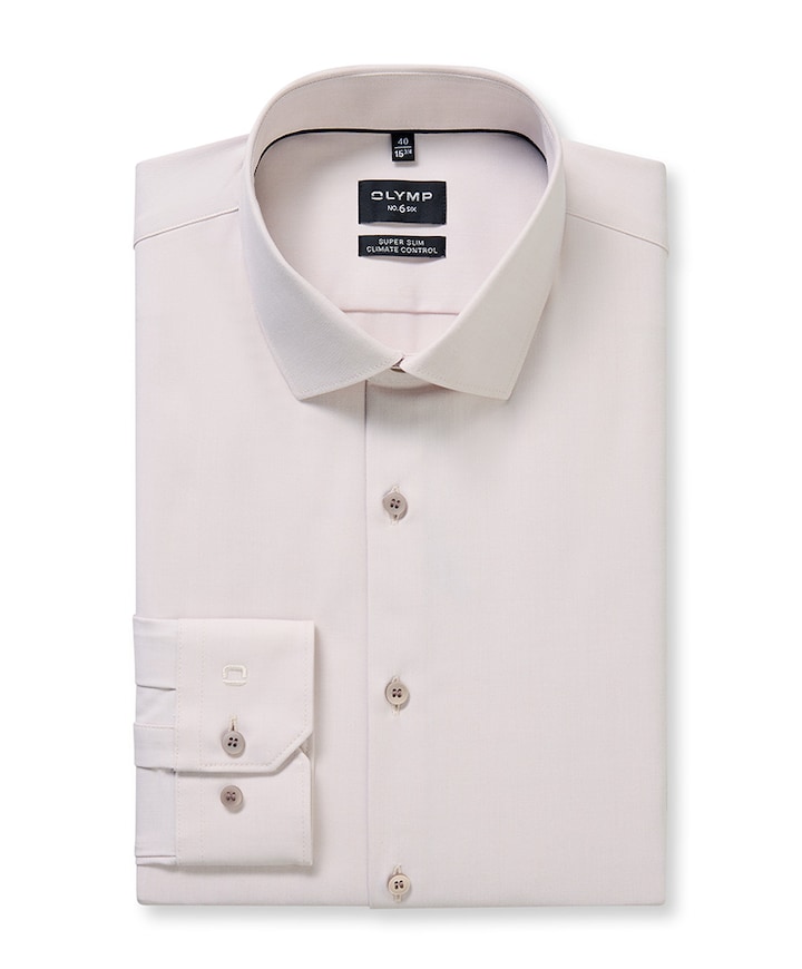 Heren overhemd lange mouw beige