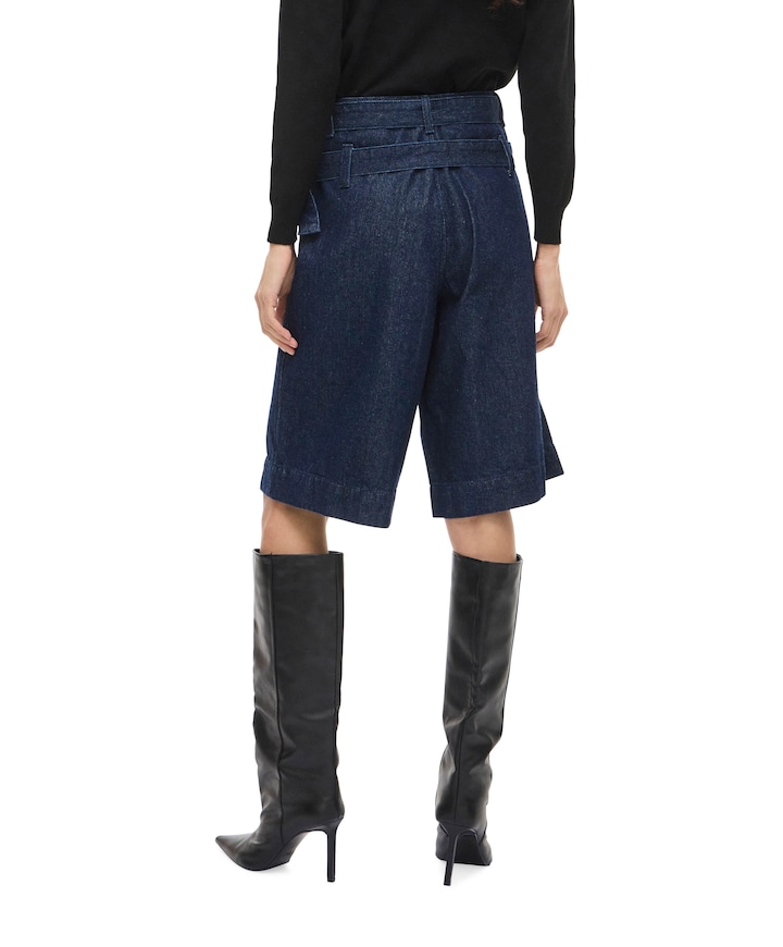 VIADONA HW BELTED DENIM SHORTS dames korte broek blauw