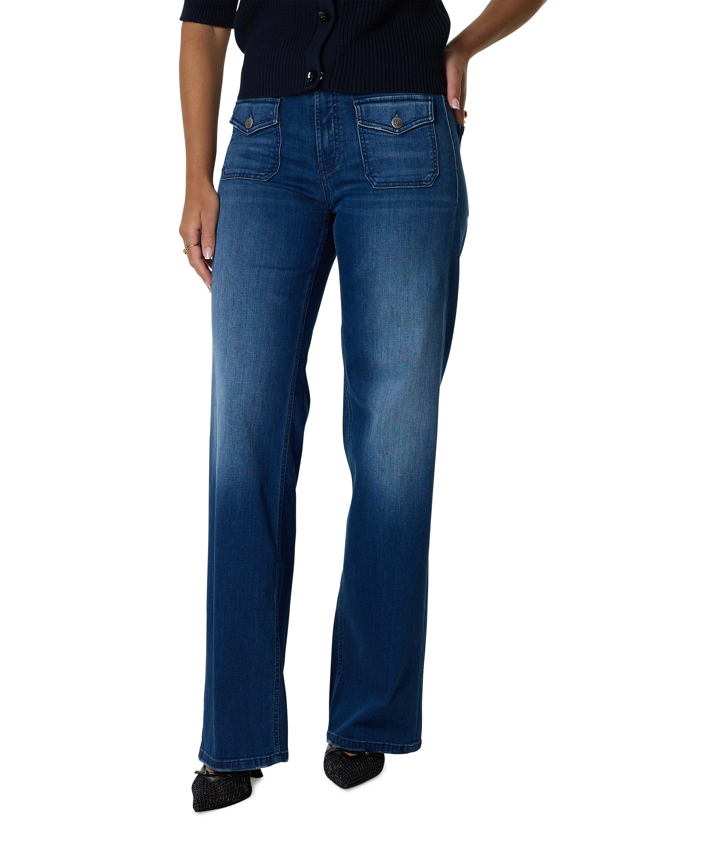 Aimee patched pocket jeans blauw