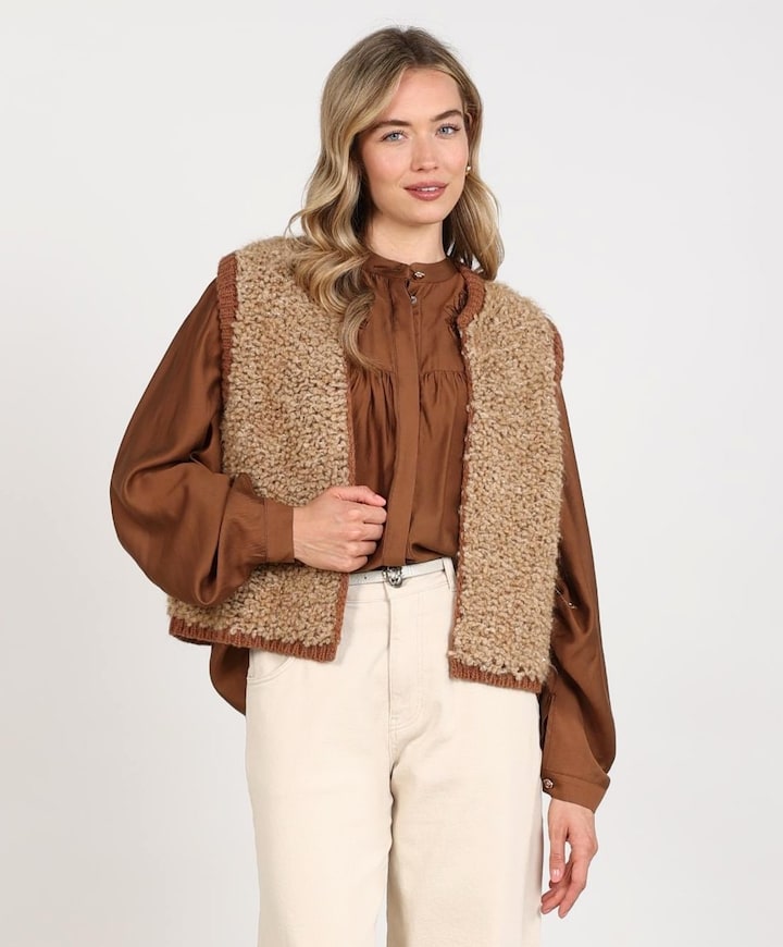 Dames gilet beige