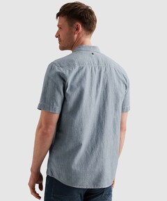 Heren overhemd korte mouw blauw