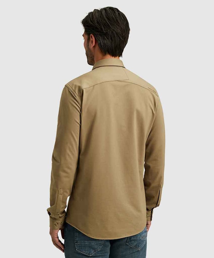 Heren overhemd lange mouw beige