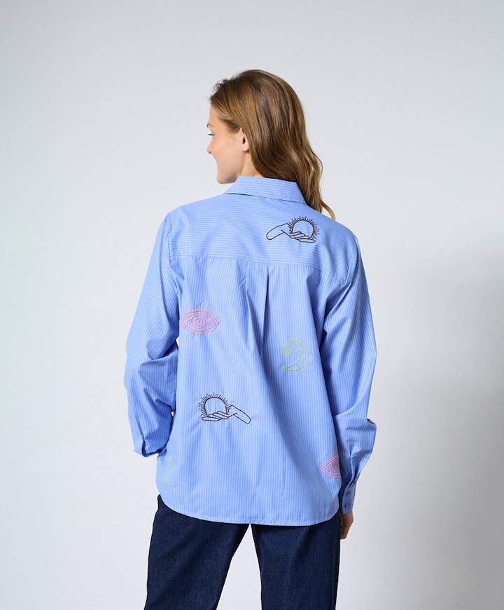 Dames blouse blauw