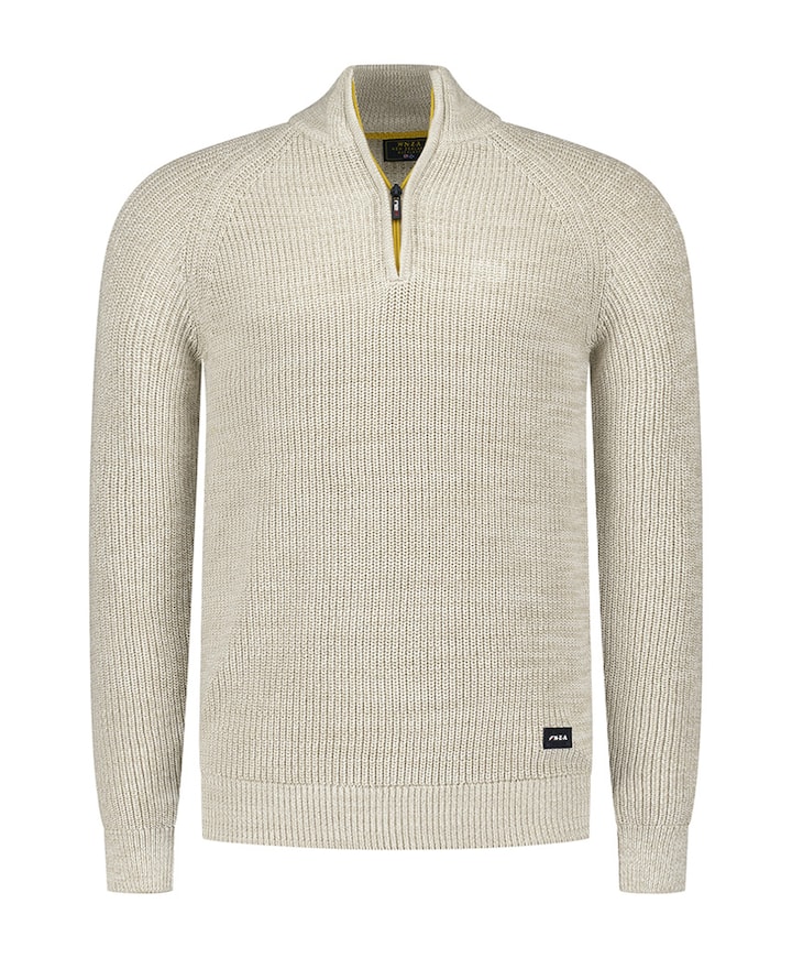 Heren trui met rits beige