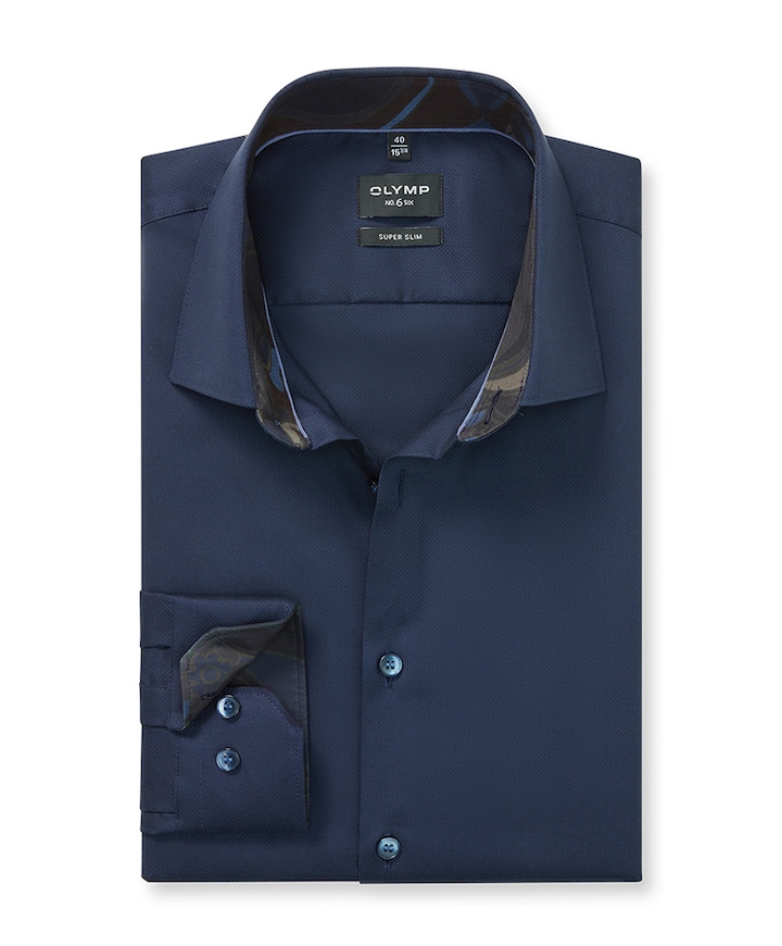 Heren overhemd lange mouw blauw