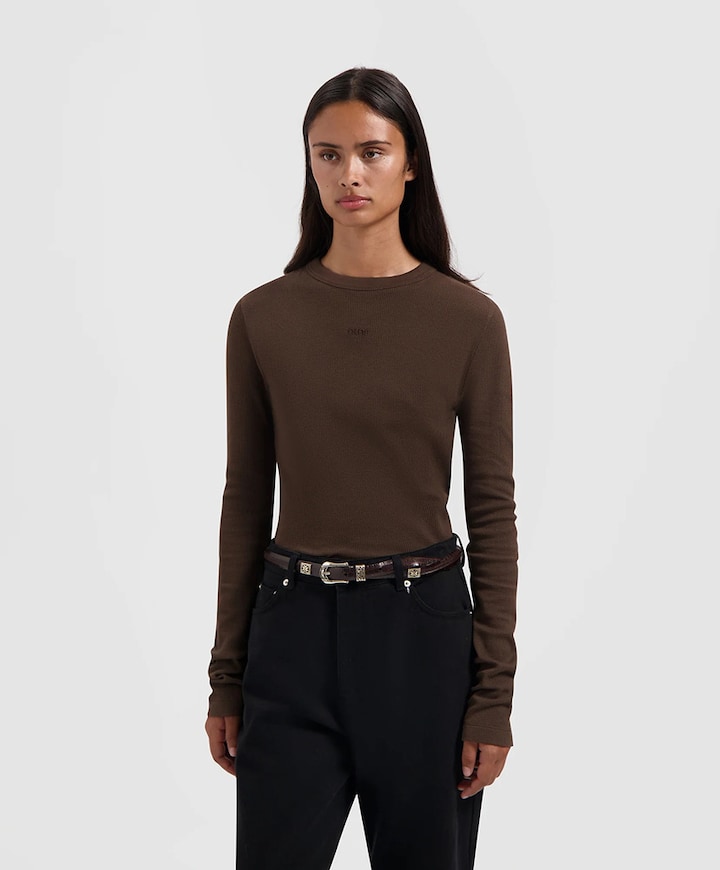 Dames longsleeve bruin