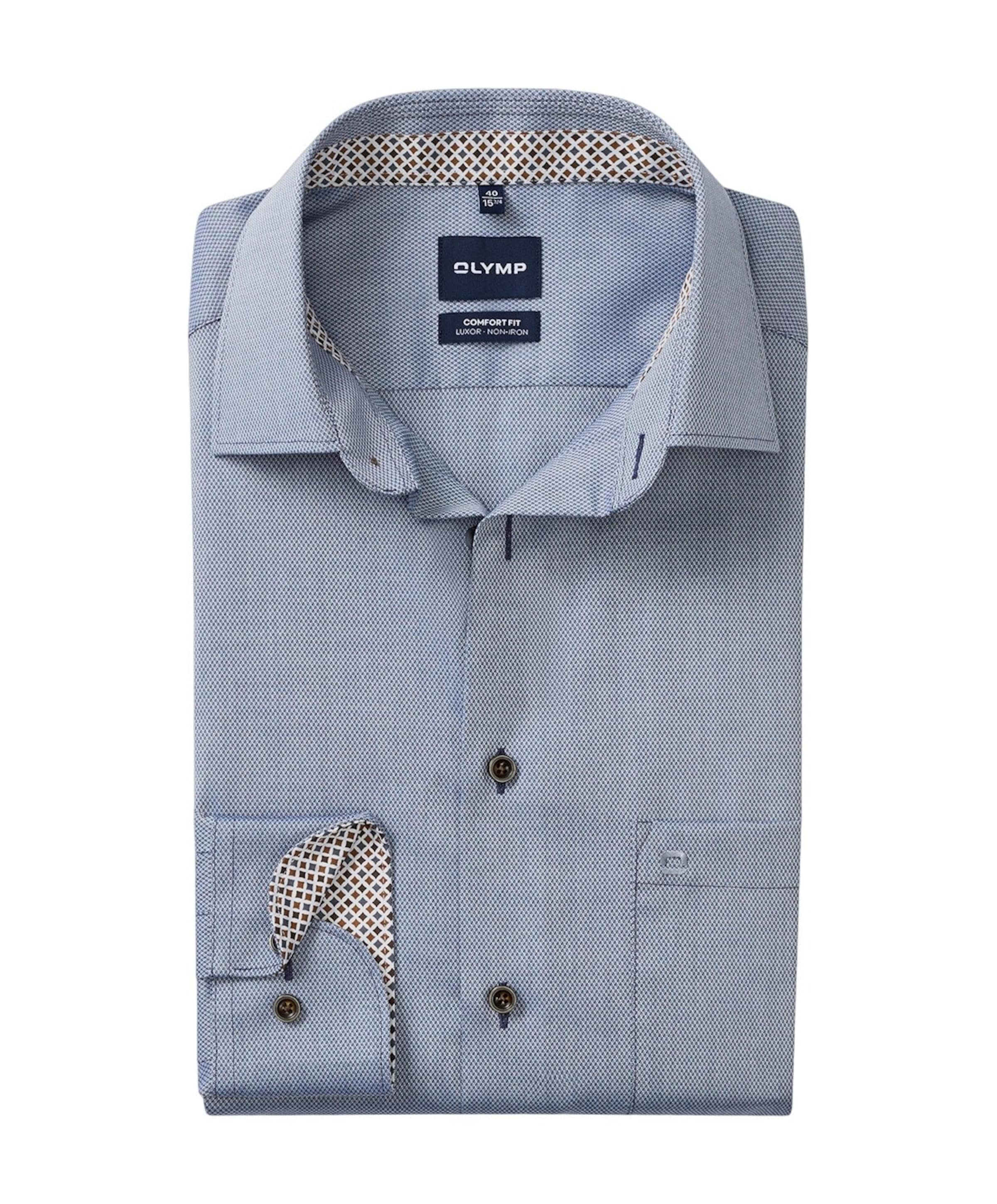 Heren overhemd lange mouw blauw