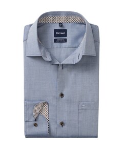 Heren overhemd lange mouw blauw