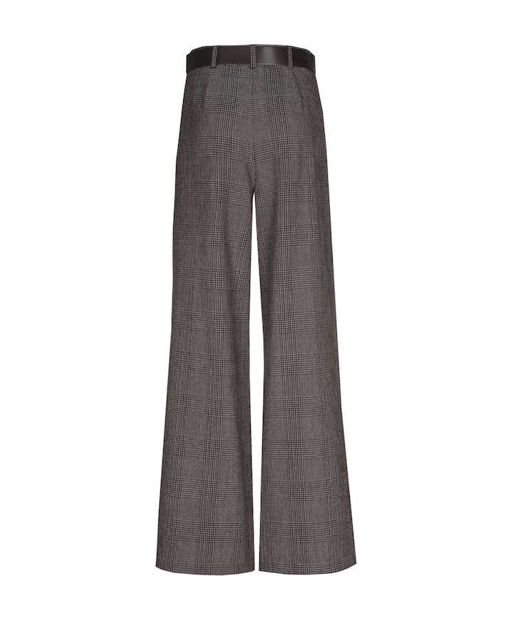 Viscose mix-geruit-plooi dames pantalon bruin
