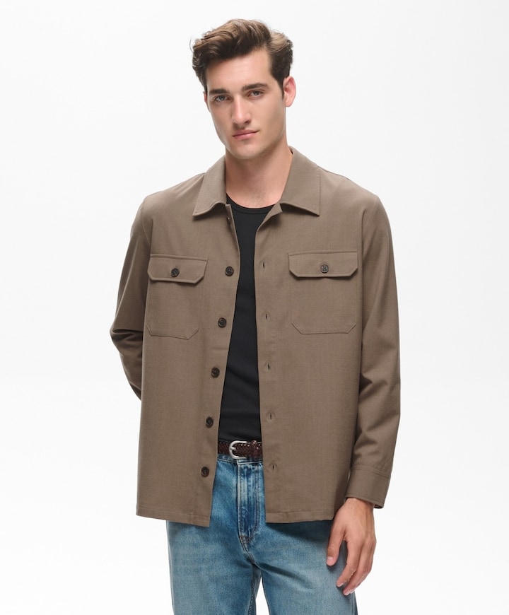 Heren overshirt beige