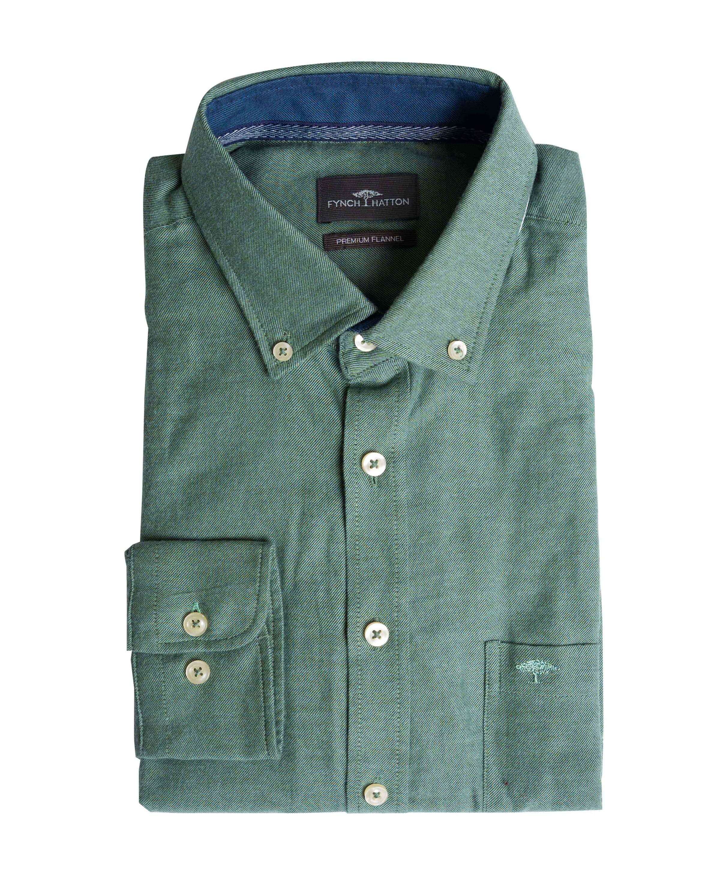 Heren overhemd lange mouw groen