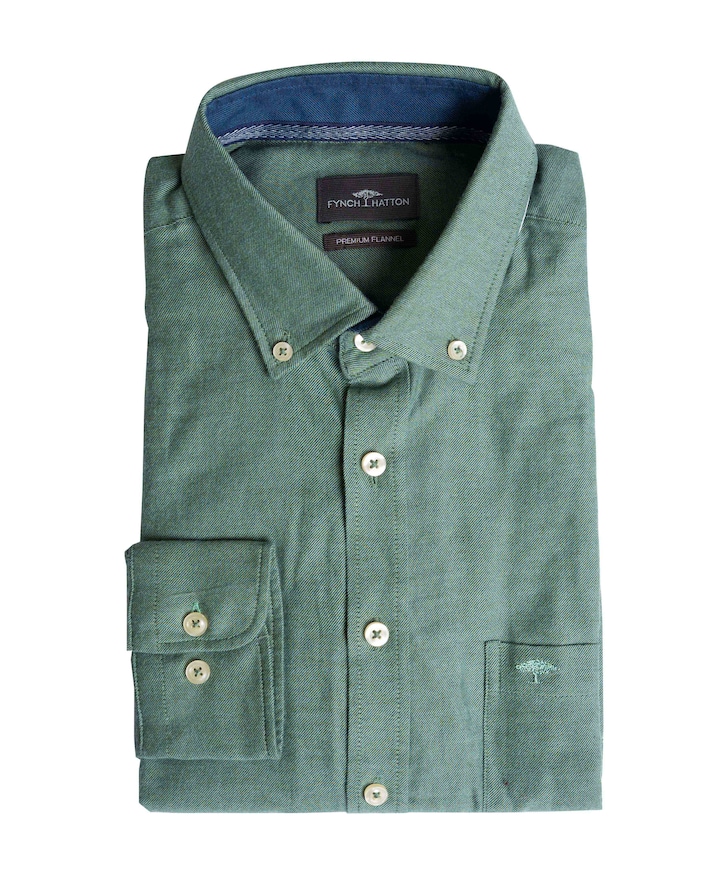 Heren overhemd lange mouw groen