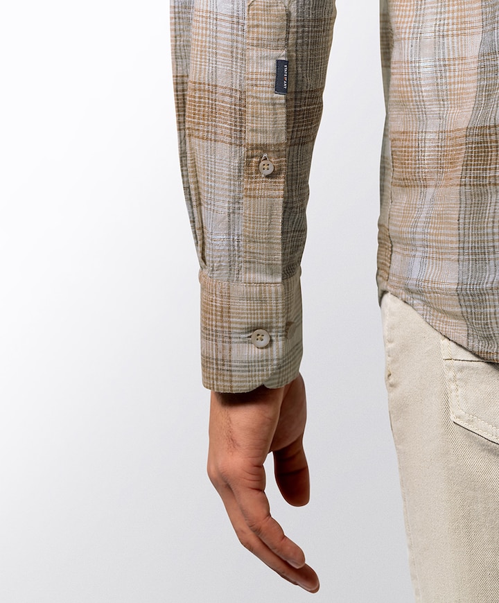 Heren overhemd lange mouw beige