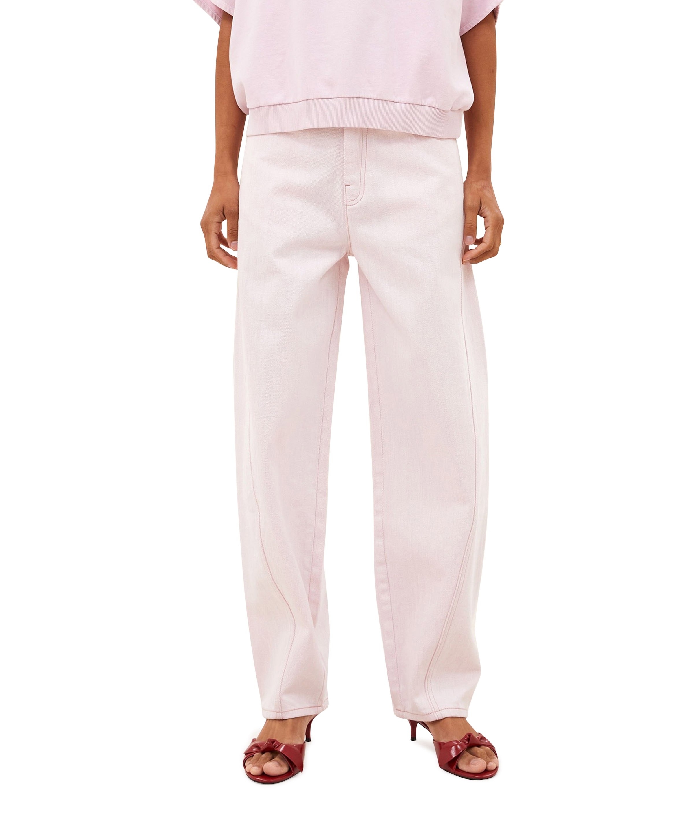 begum slub dames jeans roze