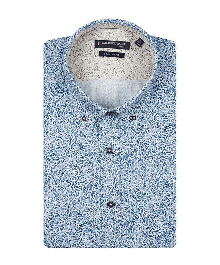 Heren overhemd lange mouw blauw