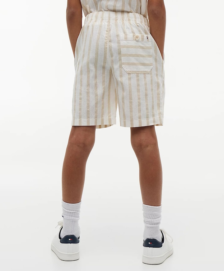 RELAXED LINEN BLEND STRIPE jongens korte broek beige