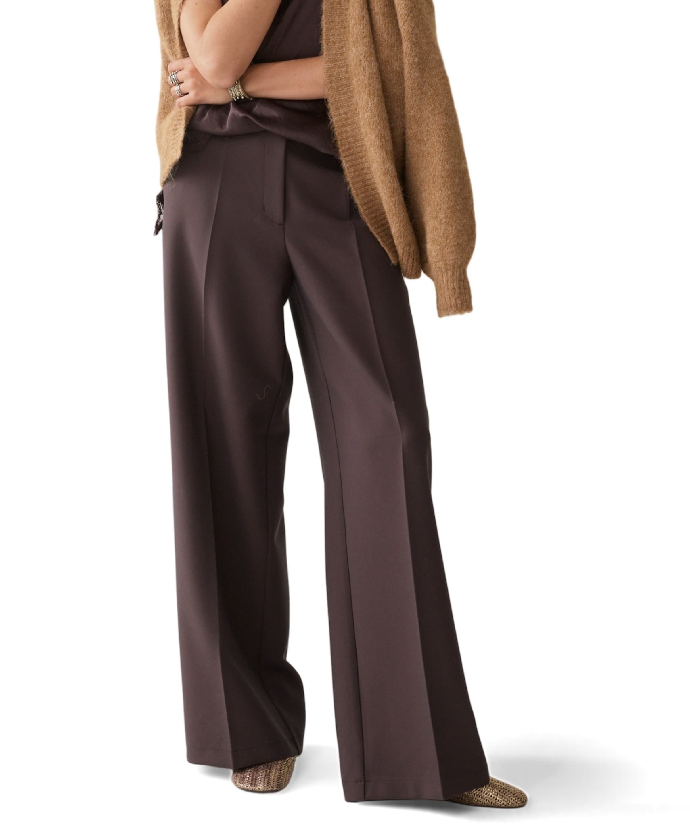 Wide legs foam uni dames broek bruin