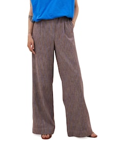 benji melange stripe pants dames broek beige