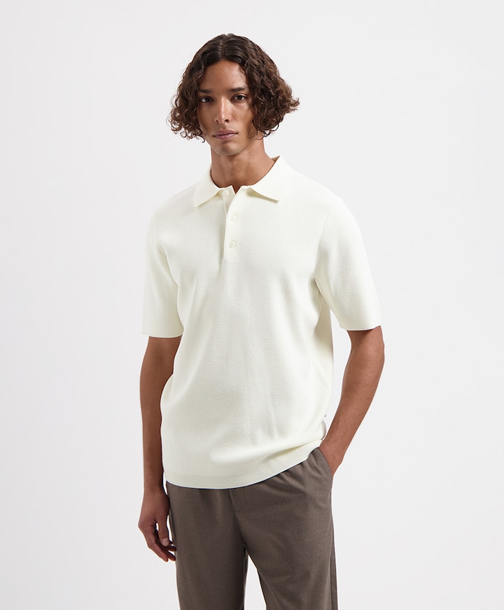 Heren polo ecru