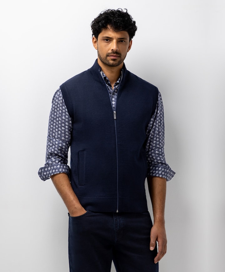 Heren vest blauw