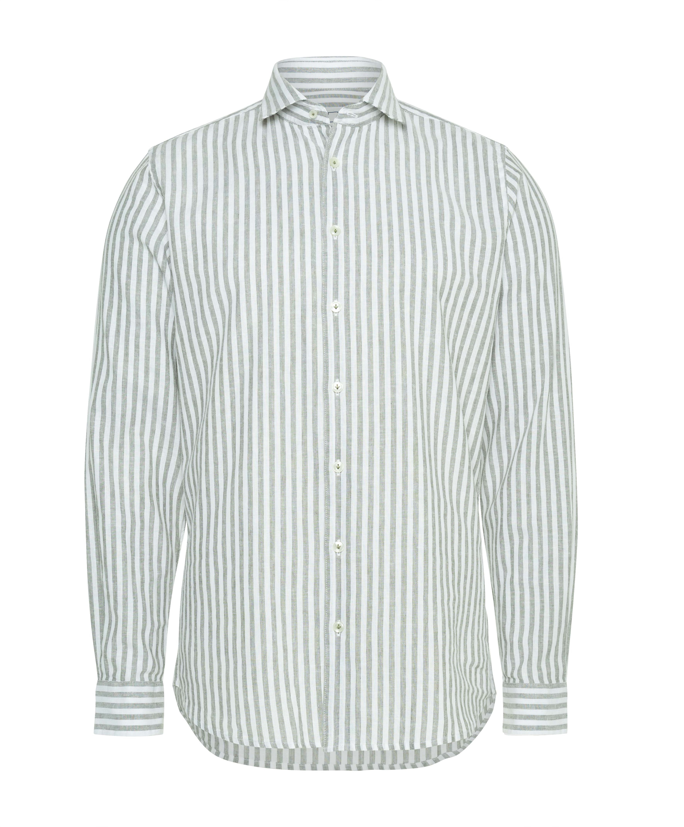 Heren overhemd lange mouw groen