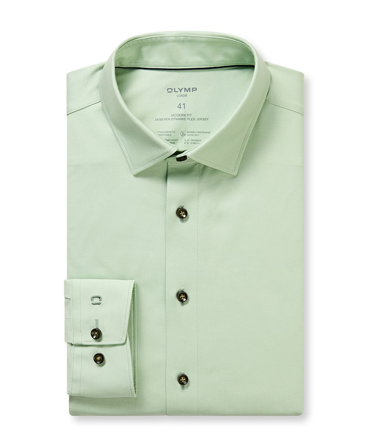 Heren overhemd lange mouw groen