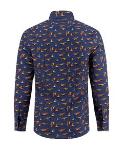 Heren overhemd lange mouw blauw