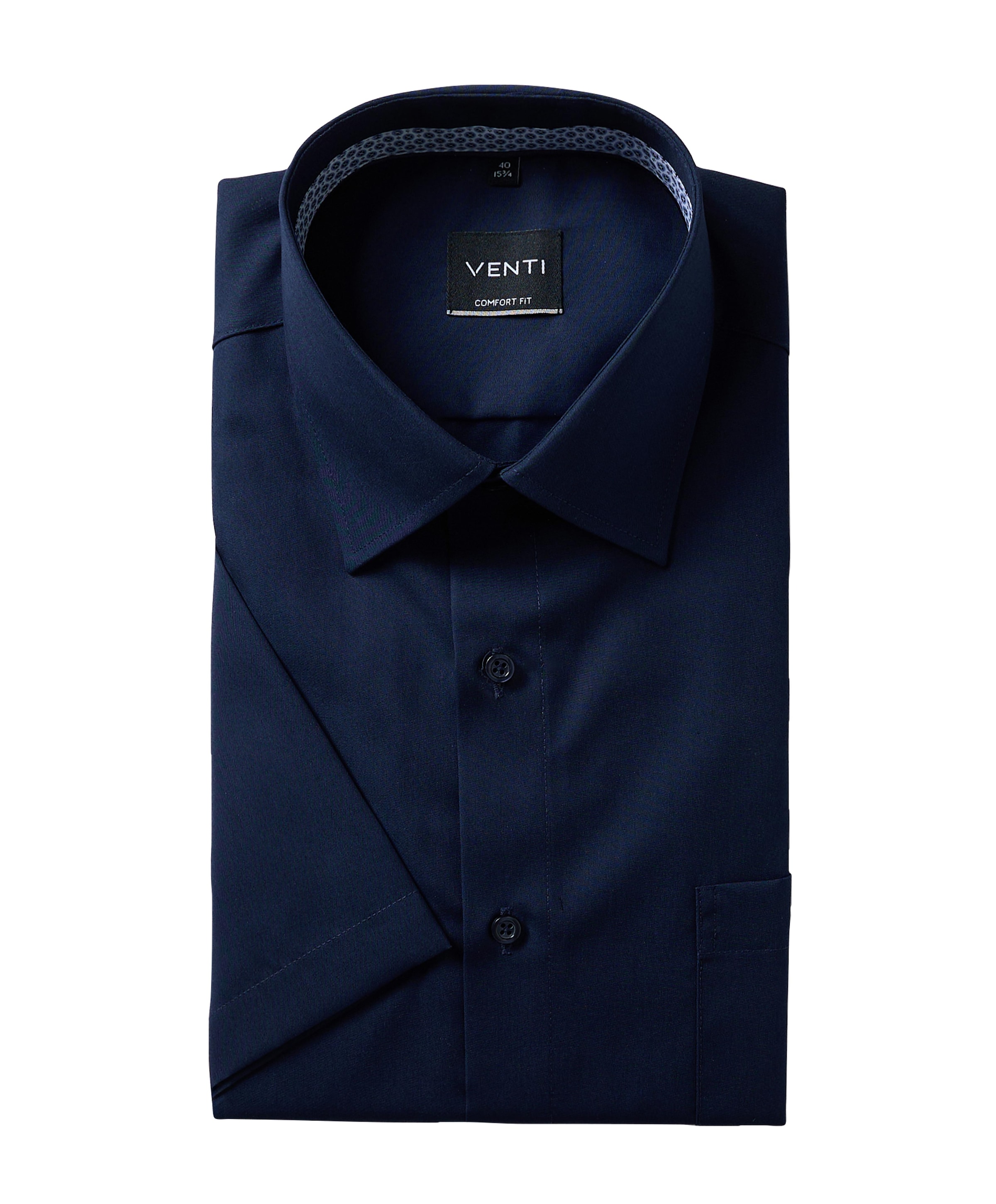 Heren overhemd korte mouw blauw