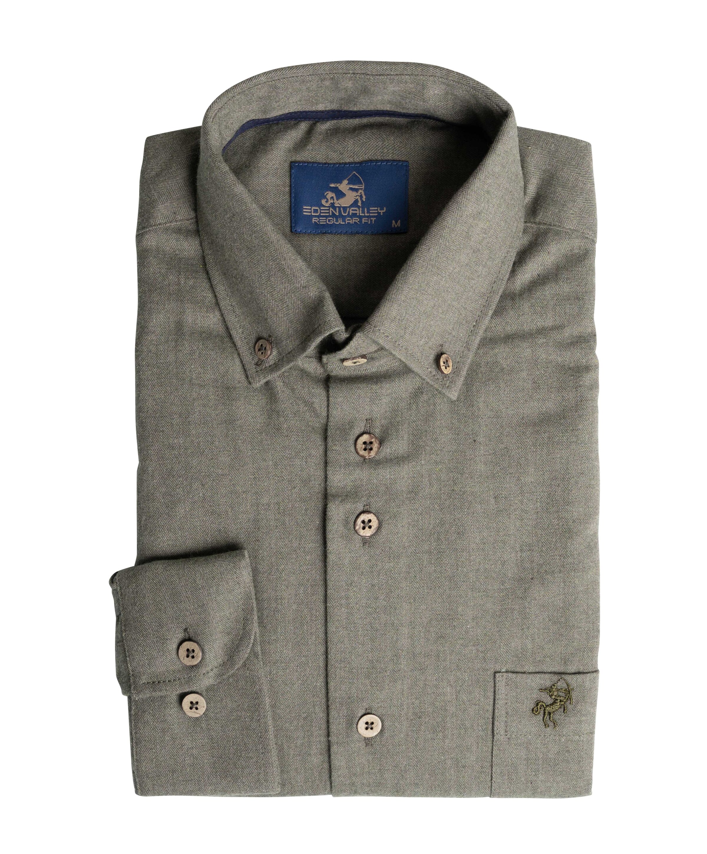 Heren overhemd lange mouw groen