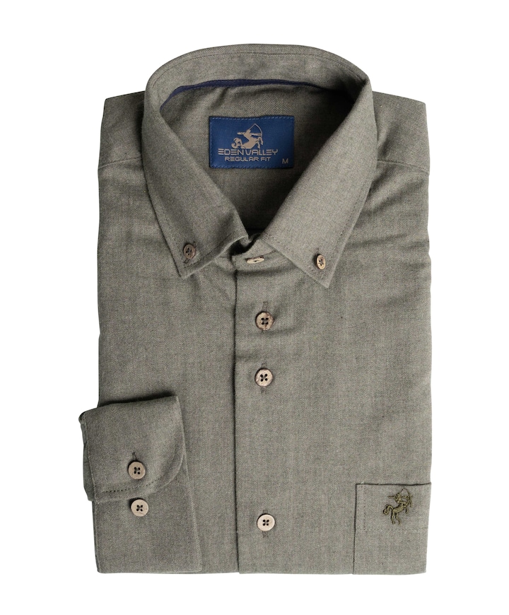 Heren overhemd lange mouw groen