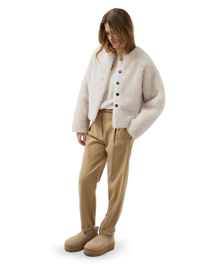 Zachte geweven dames broek beige
