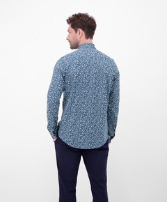 Heren overhemd lange mouw blauw