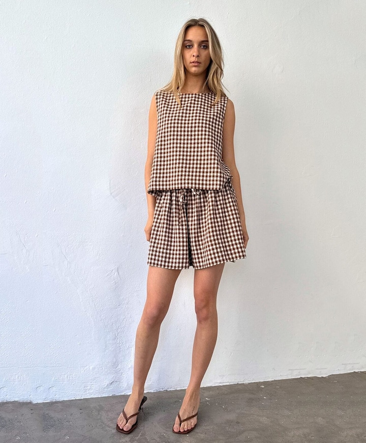PLOY CHECK dames korte broek bruin