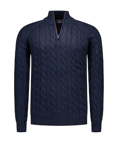 Heren trui met rits blauw
