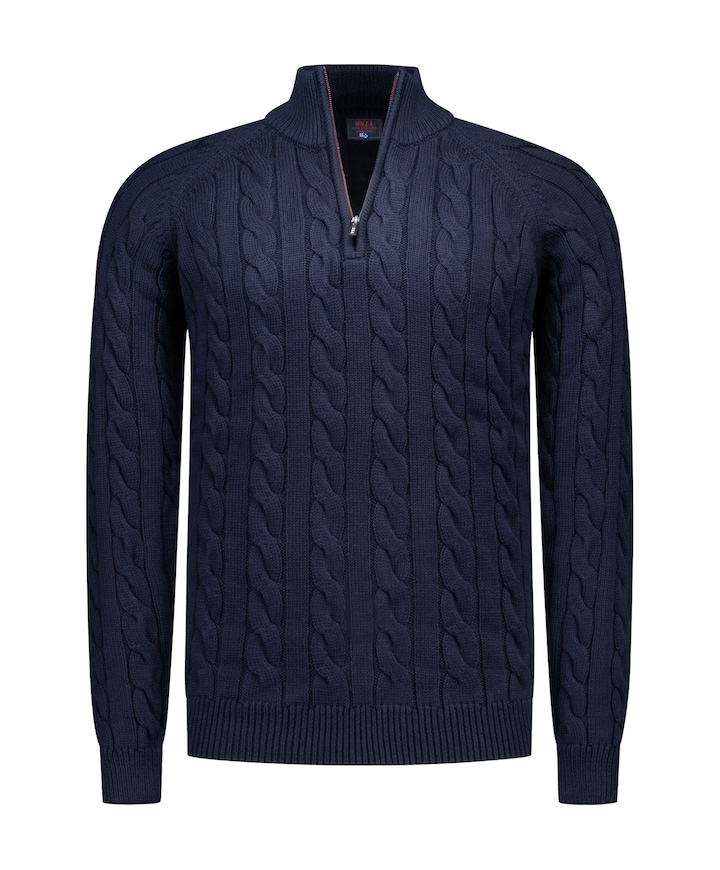 Heren trui met rits blauw