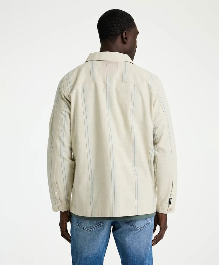 Heren overhemd lange mouw beige