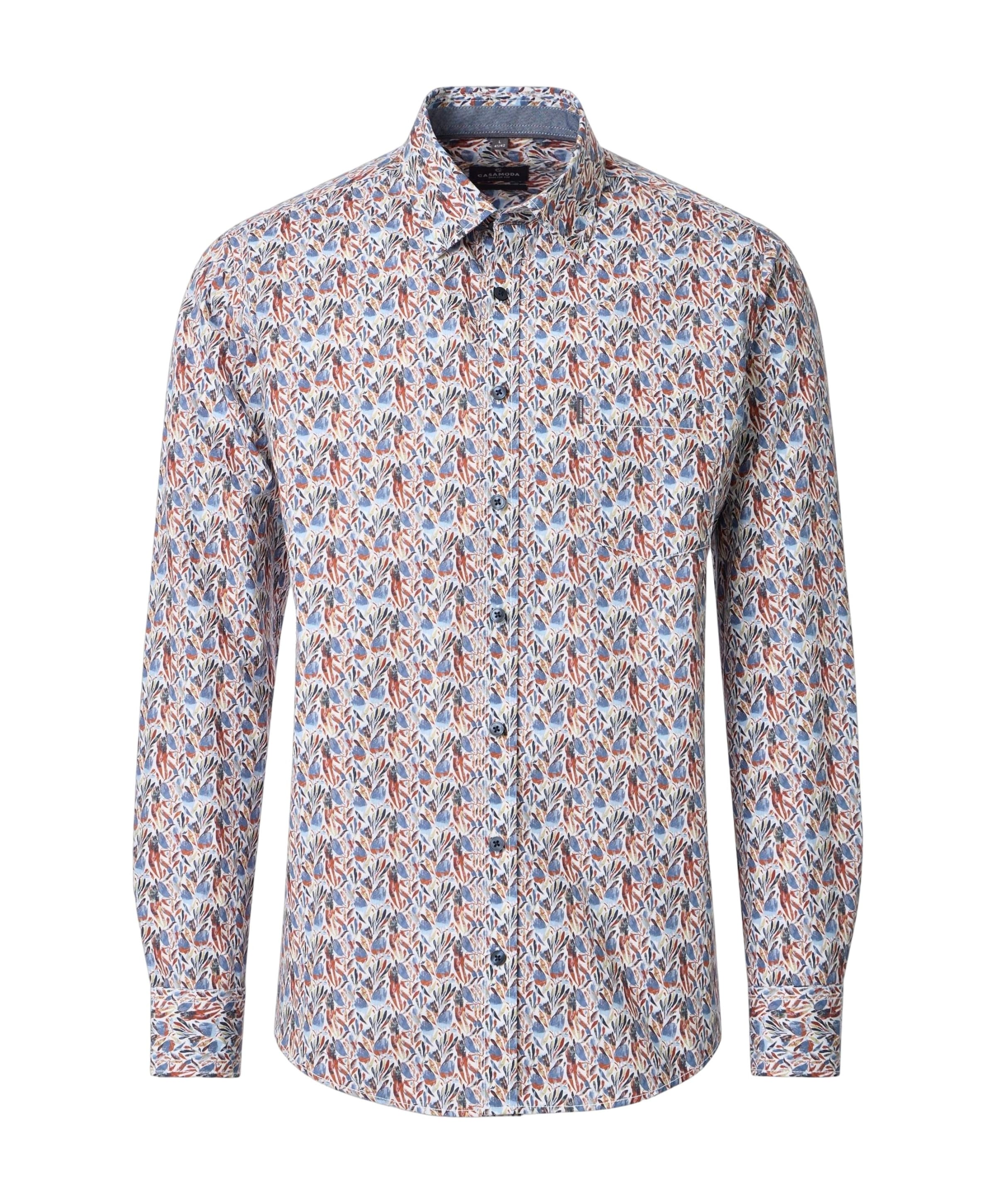Heren overhemd lange mouw blauw