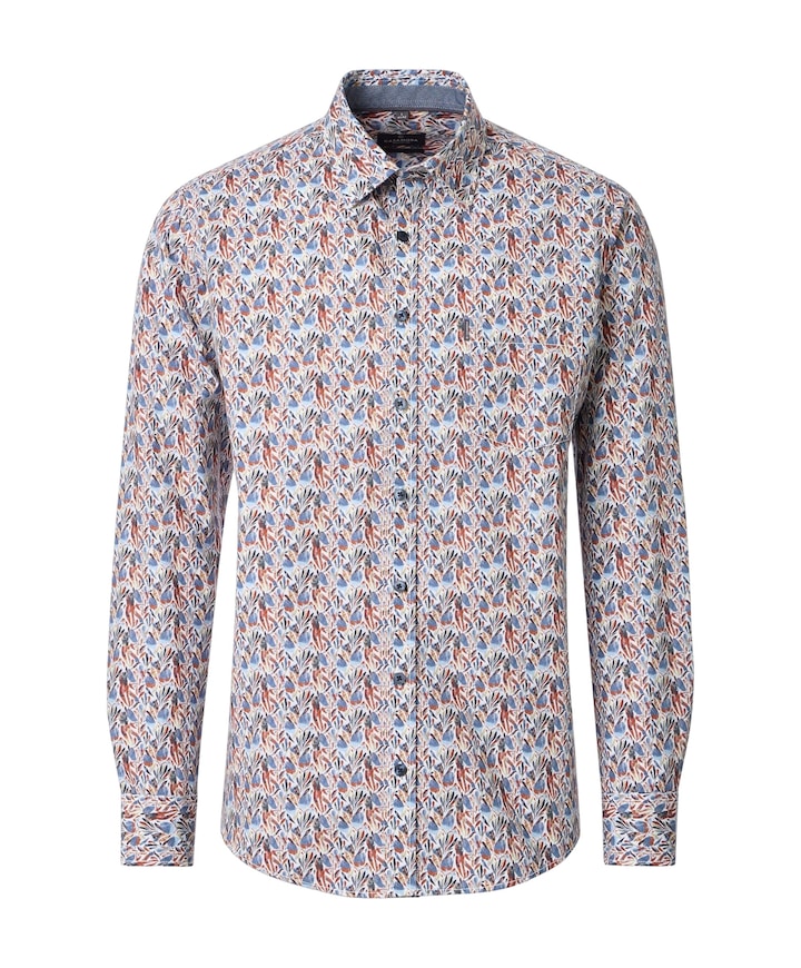 Heren overhemd lange mouw blauw