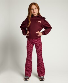 Little jacquard flare meisjes broek paars