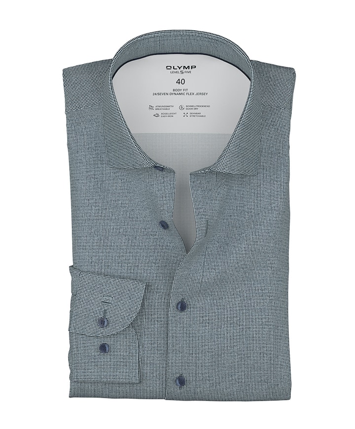 Heren overhemd extra lange mouw blauw