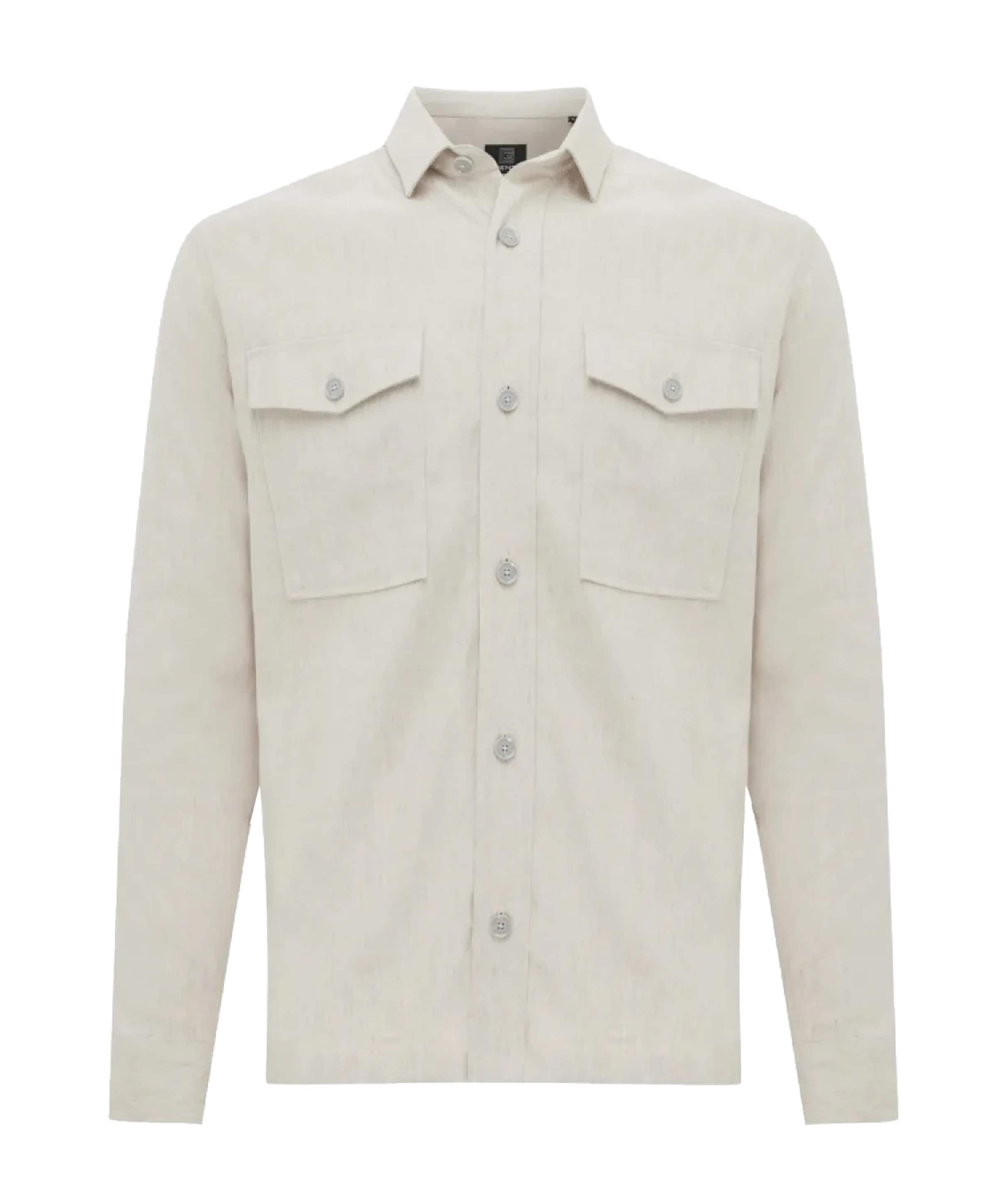 Heren overhemd lange mouw beige